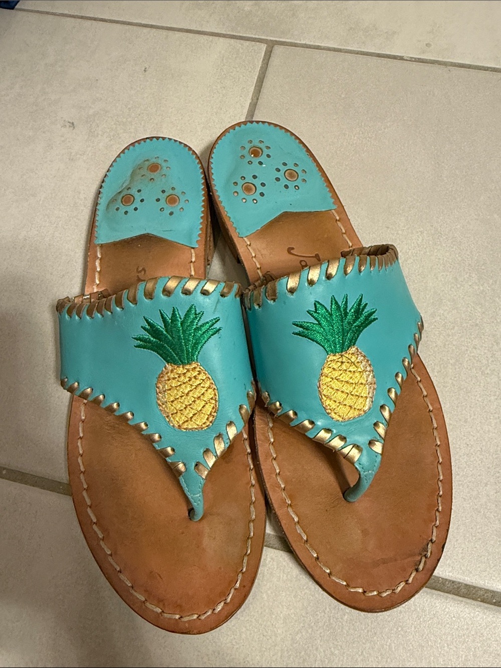 Jack Rogers Pineapple Leather Sandals Size 7